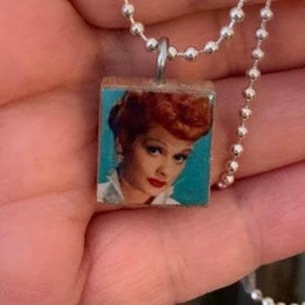 (2/$12,4/$20) Lucille Ball Scrabble Tile Necklace